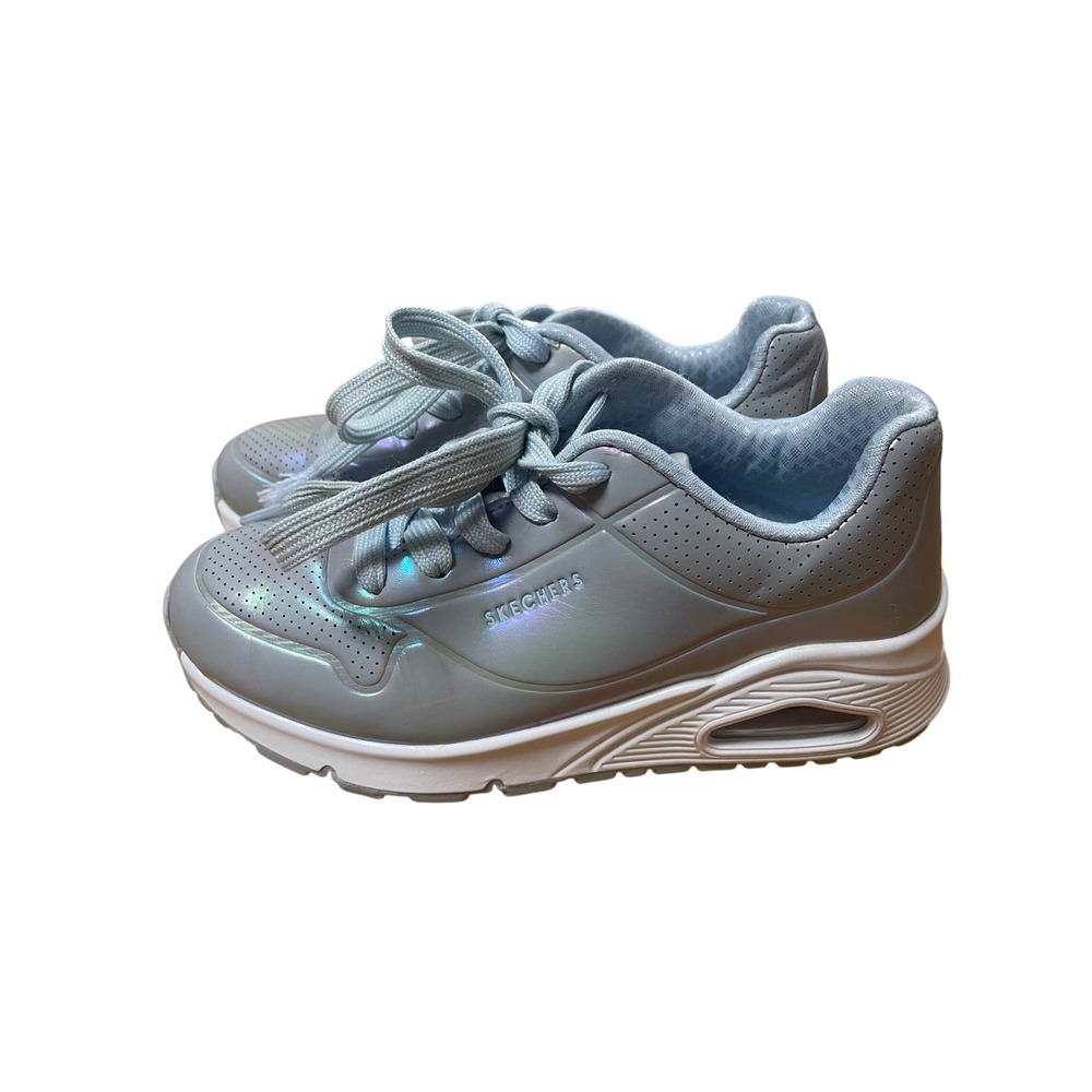 Skechers Uno Gen1 Hi-Lite Silver Iridescent Sneakers Kids Size 1 310548L